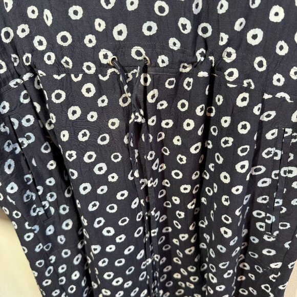 Ann Taylor LOFT Navy Blue/WHite Floral Tunic Dress Chinch Waist Petite Small - Picture 4 of 13